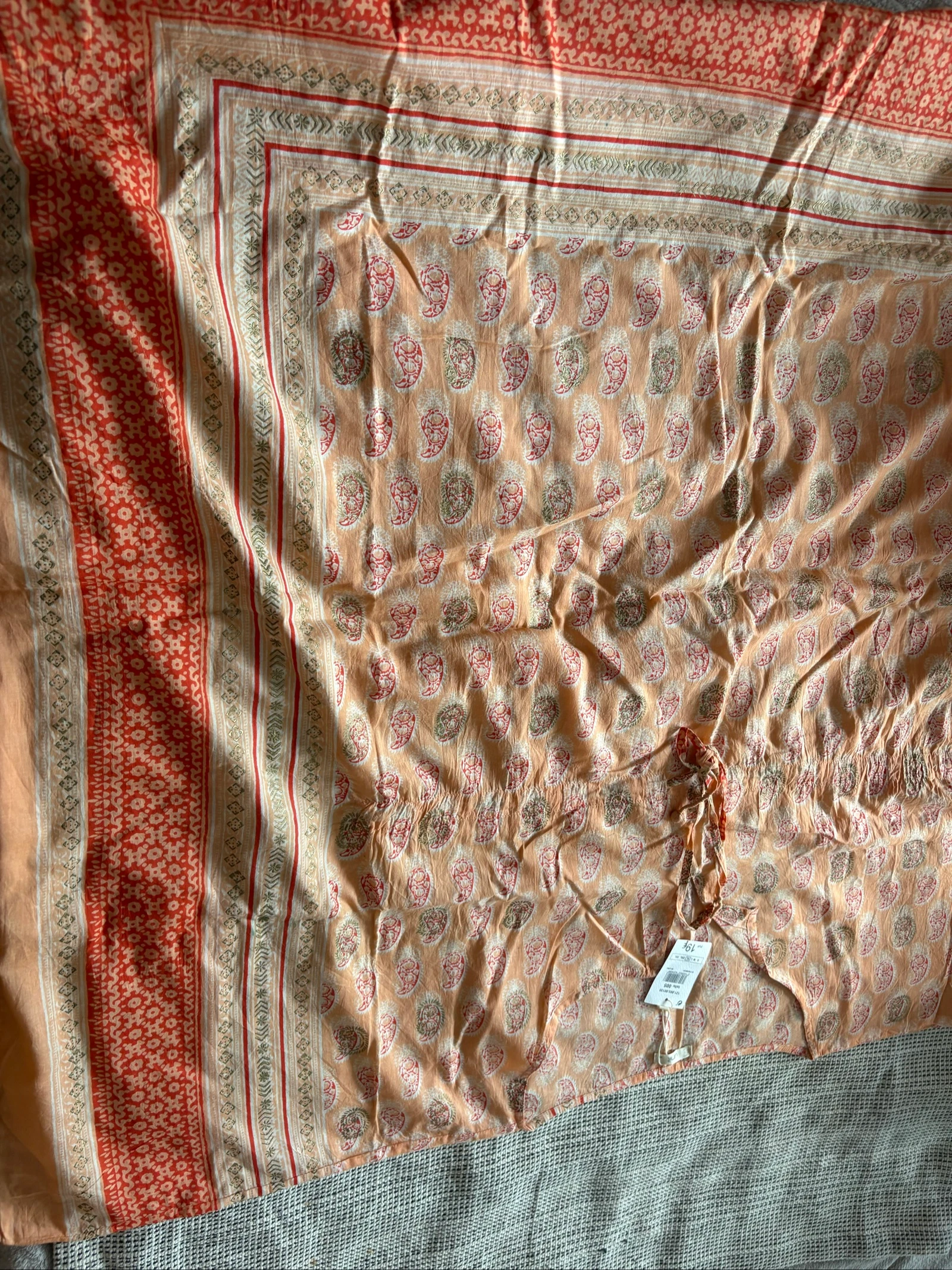 caftã túnica praia boho étnico estampado paisley laranja dourado tamanho único kaftan roupão – photo 8